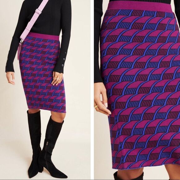 Anthropologie Patterned Sweater Pencil Midi Skirt Size XL NWT - Picture 5 of 11